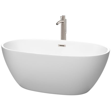 A large image of the Wyndham Collection WCBTE306159ATP11 Matte White / Brushed Nickel Trim