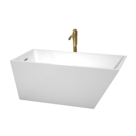 A large image of the Wyndham Collection WCBTK150159ATP11 White / Polished Chrome Trim / Brushed Gold Faucet