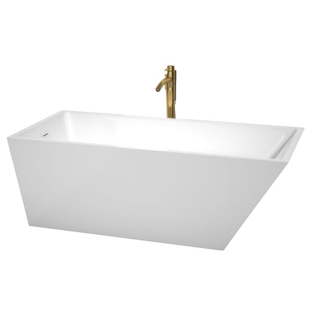 A large image of the Wyndham Collection WCBTK150167ATP11 White / Shiny White Trim / Brushed Gold Faucet