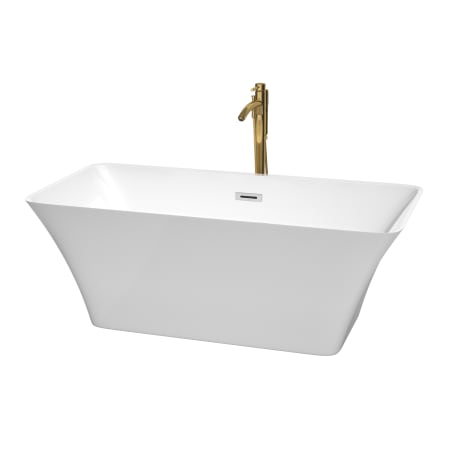 A large image of the Wyndham Collection WCBTK150459ATP11 White / Polished Chrome Trim / Brushed Gold Faucet