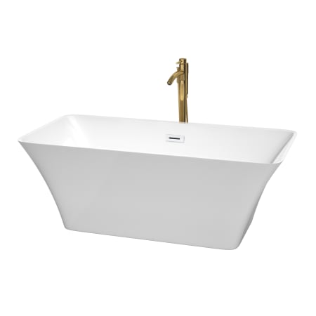 A large image of the Wyndham Collection WCBTK150459ATP11 White / Shiny White Trim / Brushed Gold Faucet