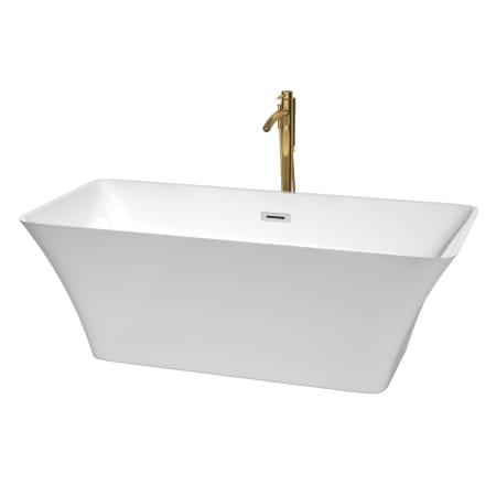 A large image of the Wyndham Collection WCBTK150467ATP11 White / Polished Chrome Trim / Brushed Gold Faucet