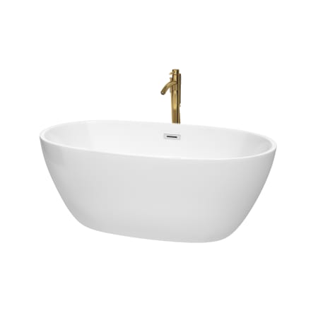 A large image of the Wyndham Collection WCBTK156159ATP11 White / Polished Chrome Trim / Brushed Gold Faucet