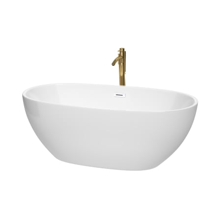 A large image of the Wyndham Collection WCBTK156163ATP11 White / Shiny White Trim / Brushed Gold Faucet