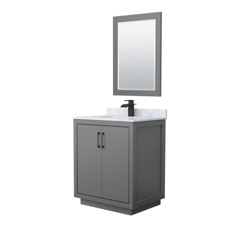 A large image of the Wyndham Collection WCF1111-30S-NAT-M24 Dark Gray / Matte Black Hardware