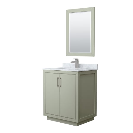 A large image of the Wyndham Collection WCF1111-30S-NAT-M24 Light Green / Brushed Nickel Hardware