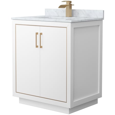 A large image of the Wyndham Collection WCF1111-30S-NAT-MXX White / Satin Bronze Hardware