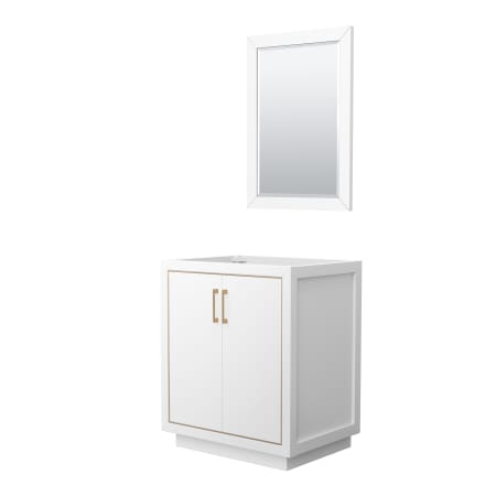 A large image of the Wyndham Collection WCF1111-30S-CX-M24 White / Satin Bronze Hardware