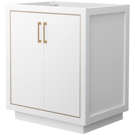 A large image of the Wyndham Collection WCF1111-30S-CX-MXX White / Satin Bronze Hardware