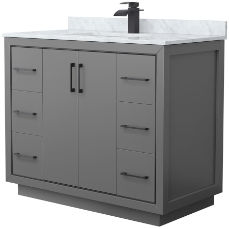 A large image of the Wyndham Collection WCF1111-42S-NAT-MXX Dark Gray / Matte Black Hardware