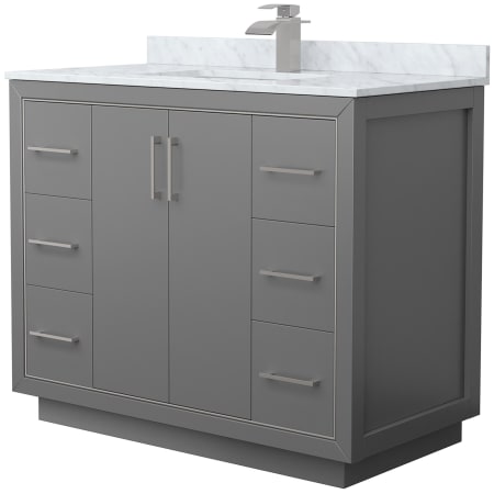 A large image of the Wyndham Collection WCF1111-42S-NAT-MXX Dark Gray / Brushed Nickel Hardware