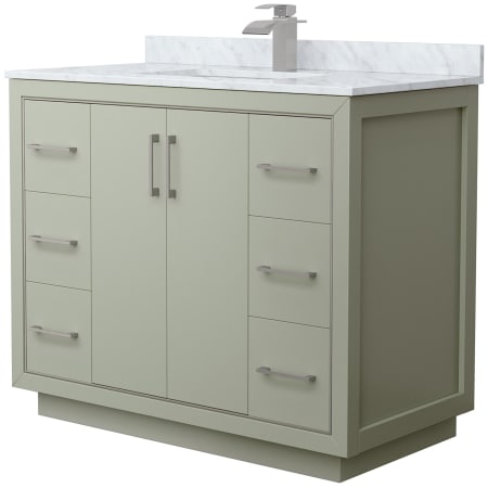 A large image of the Wyndham Collection WCF1111-42S-NAT-MXX Light Green / Brushed Nickel Hardware