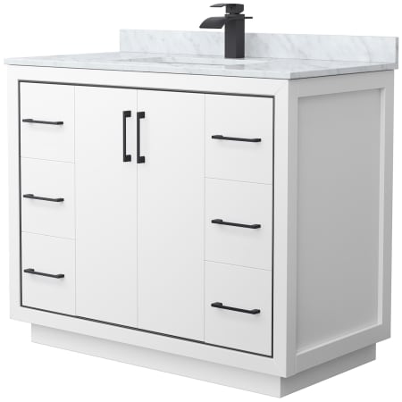 A large image of the Wyndham Collection WCF1111-42S-NAT-MXX White / Matte Black Hardware