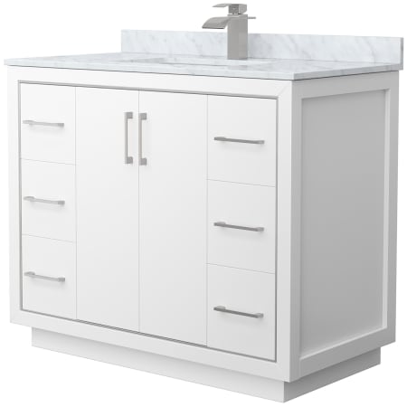 A large image of the Wyndham Collection WCF1111-42S-NAT-MXX White / Brushed Nickel Hardware