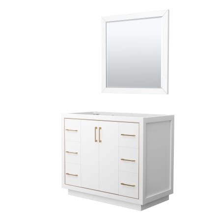 A large image of the Wyndham Collection WCF1111-42S-CX-M34 White / Satin Bronze Hardware