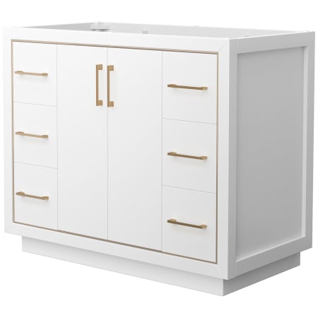 A large image of the Wyndham Collection WCF1111-42S-CX-MXX White / Satin Bronze Hardware