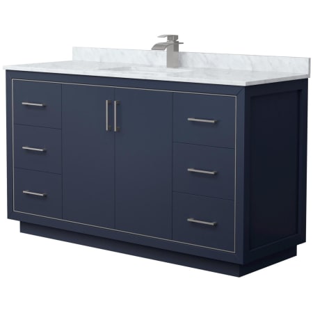 A large image of the Wyndham Collection WCF1111-60S-NAT-MXX Dark Blue / Brushed Nickel Hardware
