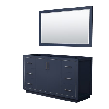 A large image of the Wyndham Collection WCF1111-60S-CX-M58 Dark Blue / Brushed Nickel Hardware