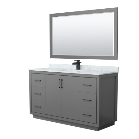A large image of the Wyndham Collection WCF1111-60S-NAT-M58 Dark Gray / Matte Black Hardware