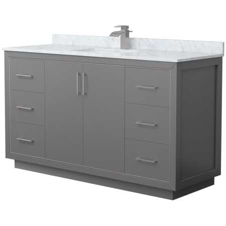 A large image of the Wyndham Collection WCF1111-60S-NAT-MXX Dark Gray / Brushed Nickel Hardware