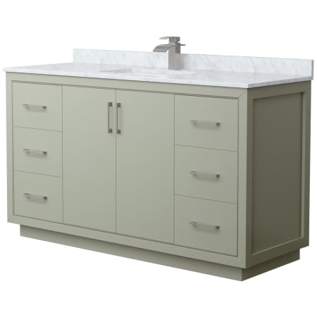A large image of the Wyndham Collection WCF1111-60S-NAT-MXX Light Green / Brushed Nickel Hardware