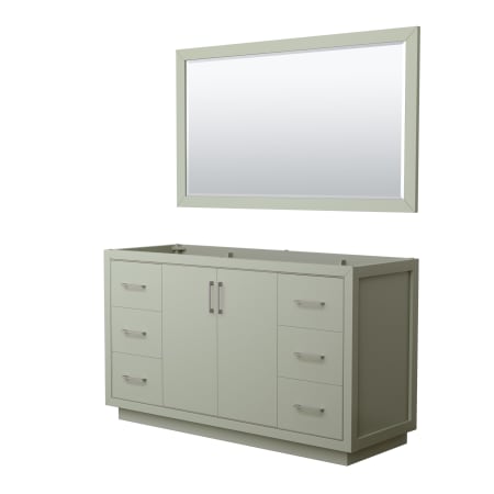 A large image of the Wyndham Collection WCF1111-60S-CX-M58 Light Green / Brushed Nickel Hardware