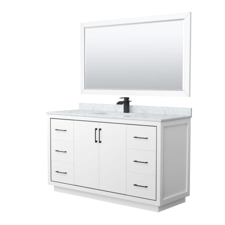 A large image of the Wyndham Collection WCF1111-60S-NAT-M58 White / Matte Black Hardware