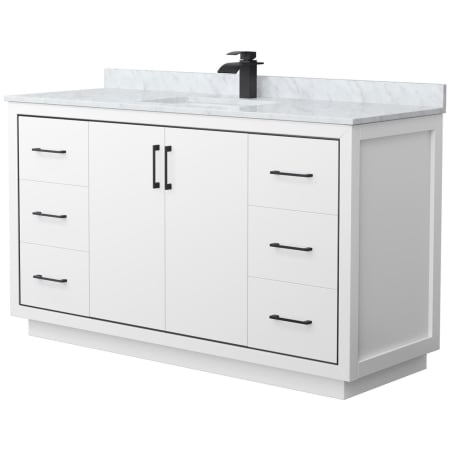 A large image of the Wyndham Collection WCF1111-60S-NAT-MXX White / Matte Black Hardware