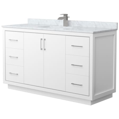 A large image of the Wyndham Collection WCF1111-60S-NAT-MXX White / Brushed Nickel Hardware