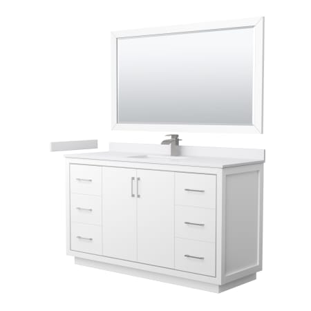 A large image of the Wyndham Collection WCF1111-60S-VCA-M58 White / White Cultured Marble Top / Brushed Nickel Hardware