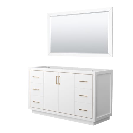 A large image of the Wyndham Collection WCF1111-60S-CX-M58 White / Satin Bronze Hardware