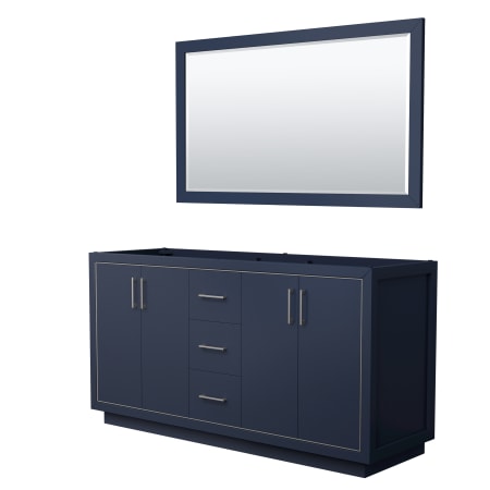 A large image of the Wyndham Collection WCF1111-66D-CX-M58 Dark Blue / Brushed Nickel Hardware