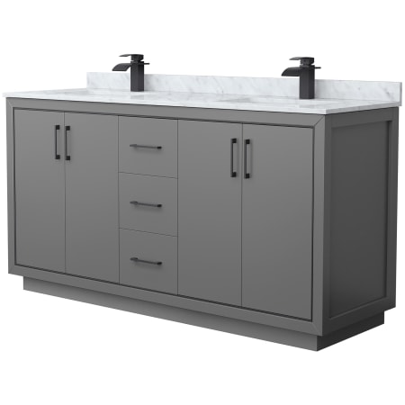 A large image of the Wyndham Collection WCF1111-66D-NAT-MXX Dark Gray / Matte Black Hardware