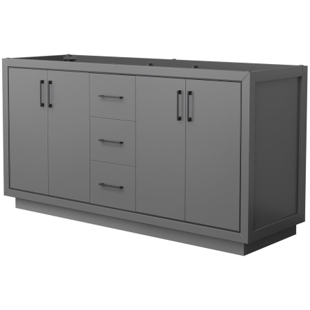 A large image of the Wyndham Collection WCF1111-66D-CX-MXX Dark Gray / Matte Black Hardware