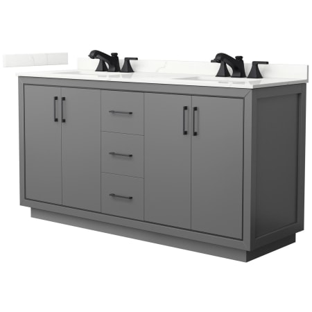 A large image of the Wyndham Collection WCF111166D-QTZ-US3MXX Dark Gray / Giotto Quartz Top / Matte Black Hardware