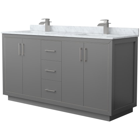 A large image of the Wyndham Collection WCF1111-66D-NAT-MXX Dark Gray / Brushed Nickel Hardware