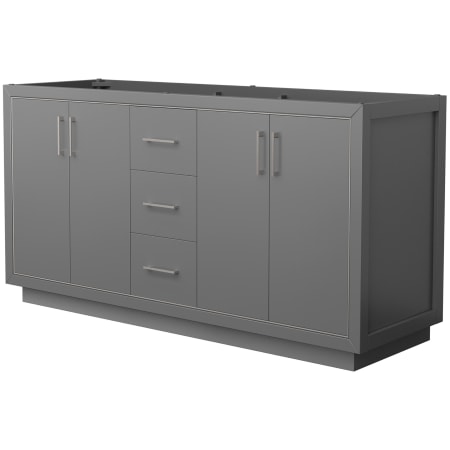 A large image of the Wyndham Collection WCF1111-66D-CX-MXX Dark Gray / Brushed Nickel Hardware