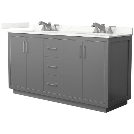 A large image of the Wyndham Collection WCF111166D-QTZ-US3MXX Dark Gray / Giotto Quartz Top / Brushed Nickel Hardware