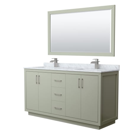 A large image of the Wyndham Collection WCF1111-66D-NAT-M58 Light Green / Brushed Nickel Hardware