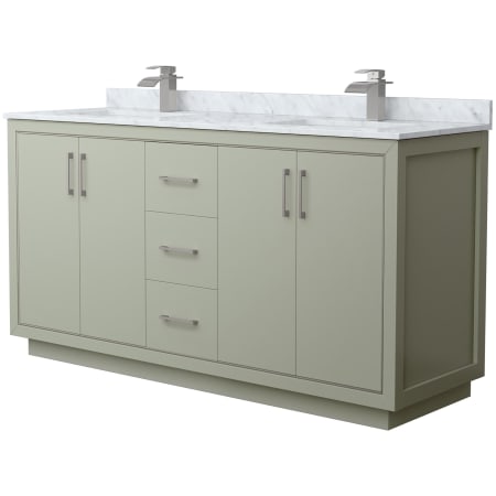 A large image of the Wyndham Collection WCF1111-66D-NAT-MXX Light Green / Brushed Nickel Hardware