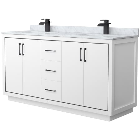 A large image of the Wyndham Collection WCF1111-66D-NAT-MXX White / Matte Black Hardware