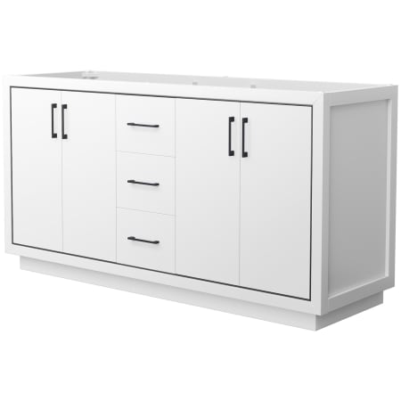 A large image of the Wyndham Collection WCF1111-66D-CX-MXX White / Matte Black Hardware