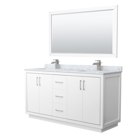 A large image of the Wyndham Collection WCF1111-66D-NAT-M58 White / Brushed Nickel Hardware