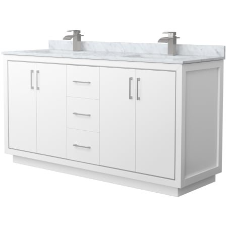 A large image of the Wyndham Collection WCF1111-66D-NAT-MXX White / Brushed Nickel Hardware