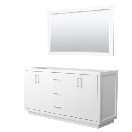 A large image of the Wyndham Collection WCF1111-66D-CX-M58 White / Brushed Nickel Hardware