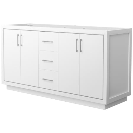 A large image of the Wyndham Collection WCF1111-66D-CX-MXX White / Brushed Nickel Hardware