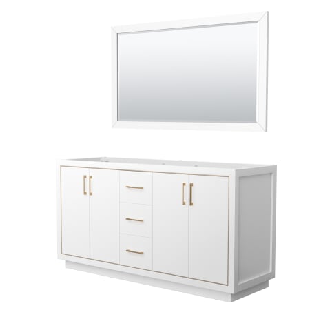 A large image of the Wyndham Collection WCF1111-66D-CX-M58 White / Satin Bronze Hardware