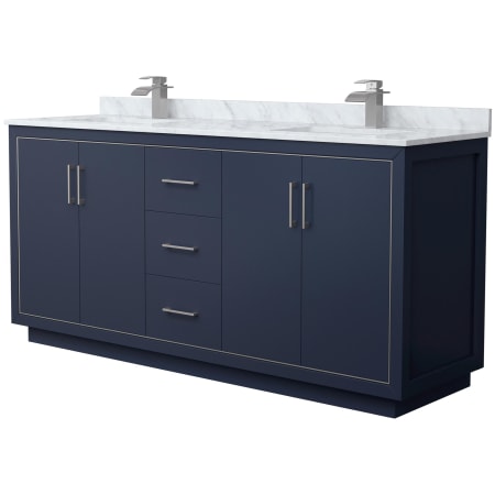 A large image of the Wyndham Collection WCF1111-72D-NAT-MXX Dark Blue / Brushed Nickel Hardware