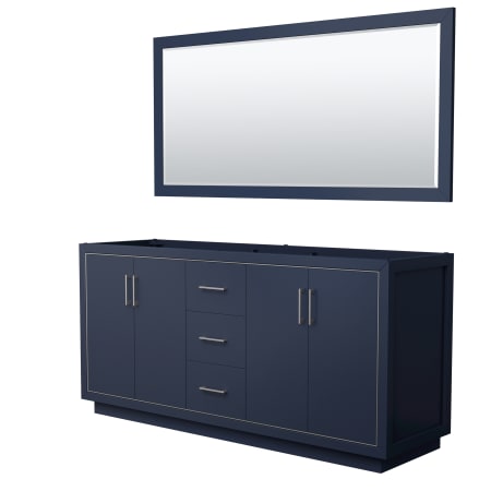 A large image of the Wyndham Collection WCF1111-72D-CX-M70 Dark Blue / Brushed Nickel Hardware