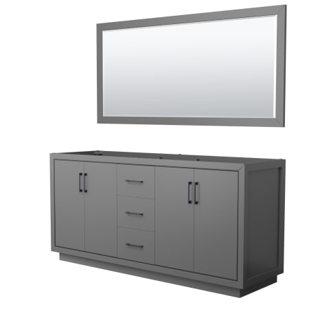 A large image of the Wyndham Collection WCF1111-72D-CX-M70 Dark Gray / Matte Black Hardware